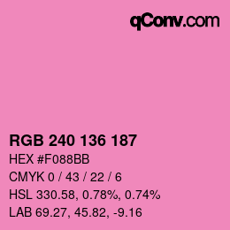 Color code: RGB 240 136 187 | qconv.com