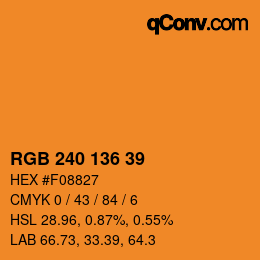 Color code: RGB 240 136 39 | qconv.com