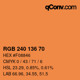 Color code: RGB 240 136 70 | qconv.com