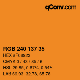 颜色代码: RGB 240 137 35 | qconv.com