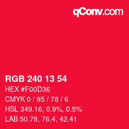 カラーコード: RGB 240 13 54 | qconv.com