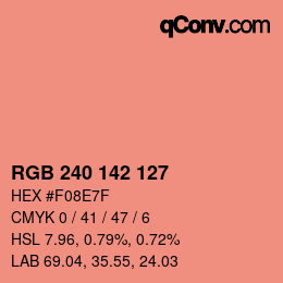 Color code: RGB 240 142 127 | qconv.com