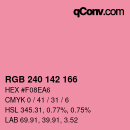 Color code: RGB 240 142 166 | qconv.com