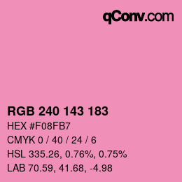 Color code: RGB 240 143 183 | qconv.com