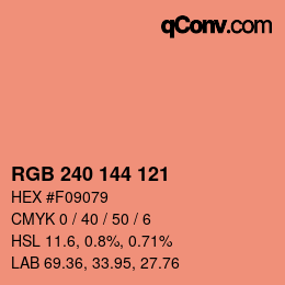 カラーコード: RGB 240 144 121 | qconv.com