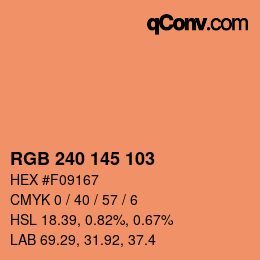 Color code: RGB 240 145 103 | qconv.com