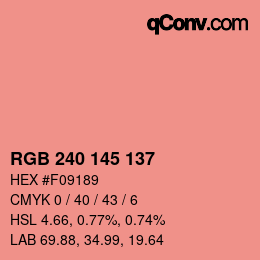 颜色代码: RGB 240 145 137 | qconv.com