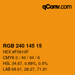 Color code: RGB 240 145 15 | qconv.com