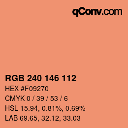 颜色代码: RGB 240 146 112 | qconv.com