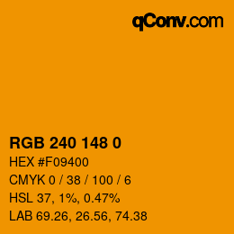 颜色代码: RGB 240 148 0 | qconv.com