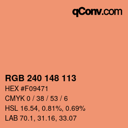颜色代码: RGB 240 148 113 | qconv.com