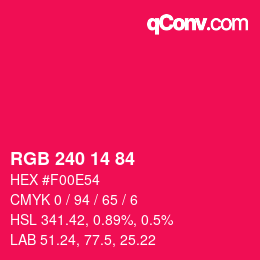 Color code: RGB 240 14 84 | qconv.com