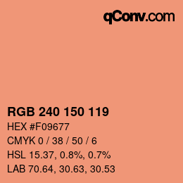 颜色代码: RGB 240 150 119 | qconv.com