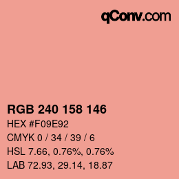 カラーコード: RGB 240 158 146 | qconv.com