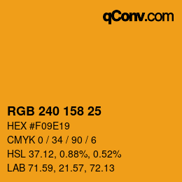 カラーコード: RGB 240 158 25 | qconv.com
