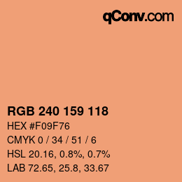 颜色代码: RGB 240 159 118 | qconv.com