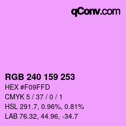 Code couleur: RGB 240 159 253 | qconv.com