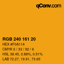 Color code: RGB 240 161 20 | qconv.com
