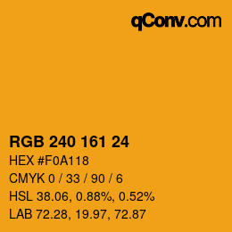 カラーコード: RGB 240 161 24 | qconv.com