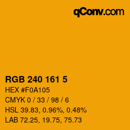 Color code: RGB 240 161 5 | qconv.com