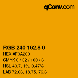 カラーコード: RGB 240 162.8 0 | qconv.com