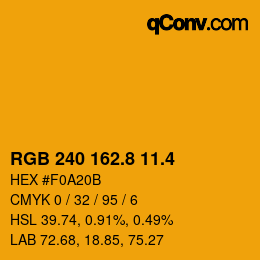 カラーコード: RGB 240 162.8 11.4 | qconv.com
