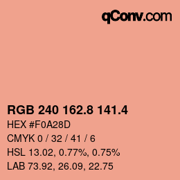 カラーコード: RGB 240 162.8 141.4 | qconv.com