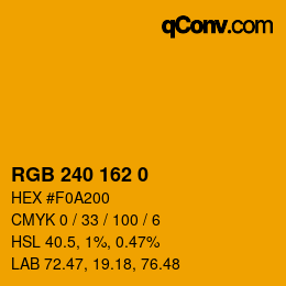 Código de color: RGB 240 162 0 | qconv.com