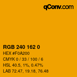 Color code: RGB 240 162 0 | qconv.com