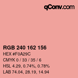 Color code: RGB 240 162 156 | qconv.com