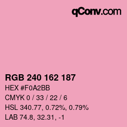 Color code: RGB 240 162 187 | qconv.com