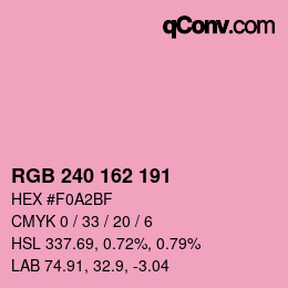 Color code: RGB 240 162 191 | qconv.com