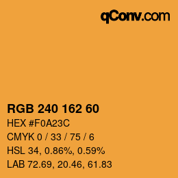 Color code: RGB 240 162 60 | qconv.com