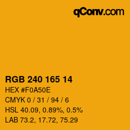Color code: RGB 240 165 14 | qconv.com