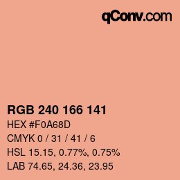 カラーコード: RGB 240 166 141 | qconv.com