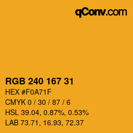 Color code: RGB 240 167 31 | qconv.com