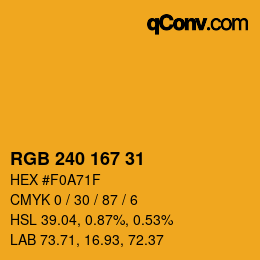 Código de color: RGB 240 167 31 | qconv.com