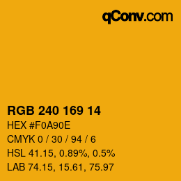 Color code: RGB 240 169 14 | qconv.com