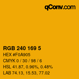 Color code: RGB 240 169 5 | qconv.com
