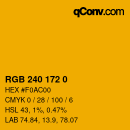 Código de color: RGB 240 172 0 | qconv.com