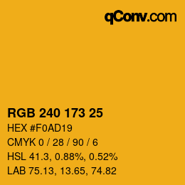 Farbcode: RGB 240 173 25 | qconv.com