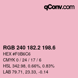 カラーコード: RGB 240 182.2 198.6 | qconv.com