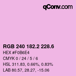 カラーコード: RGB 240 182.2 228.6 | qconv.com