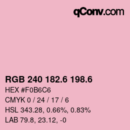 カラーコード: RGB 240 182.6 198.6 | qconv.com