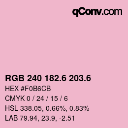 カラーコード: RGB 240 182.6 203.6 | qconv.com