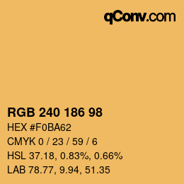 Color code: RGB 240 186 98 | qconv.com