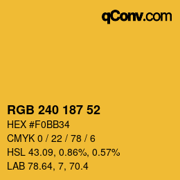 Color code: RGB 240 187 52 | qconv.com