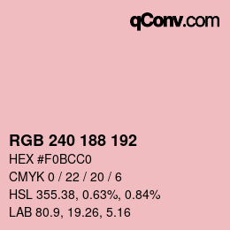 Color code: RGB 240 188 192 | qconv.com