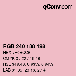 Color code: RGB 240 188 198 | qconv.com