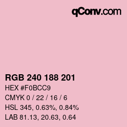 Color code: RGB 240 188 201 | qconv.com